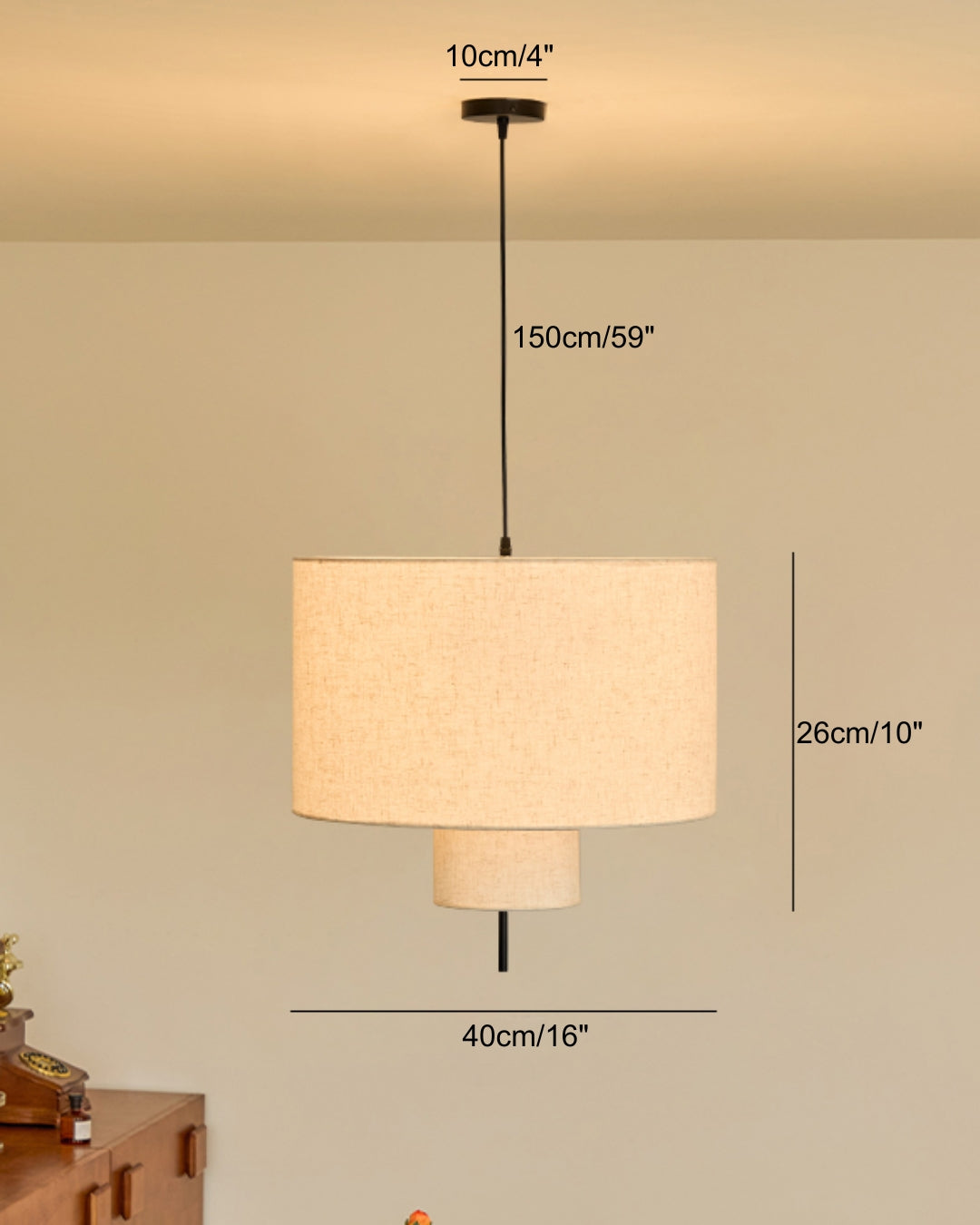 Casper Two‑Tier Fabric Pendant Light