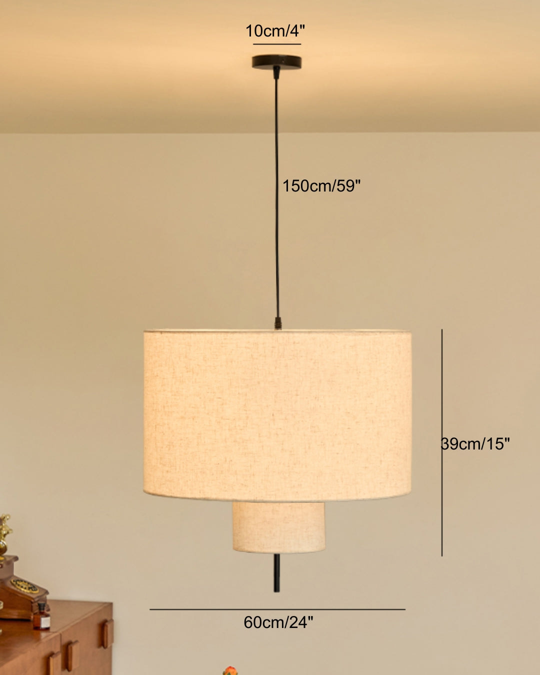 Casper Two‑Tier Fabric Pendant Light