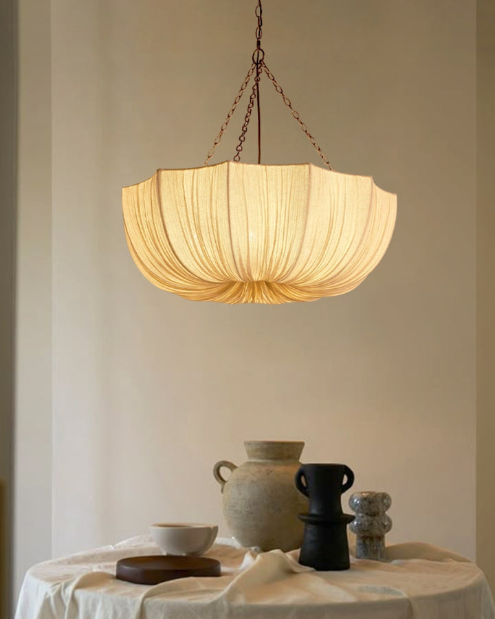 LinenBloom Pleated Pendant Light