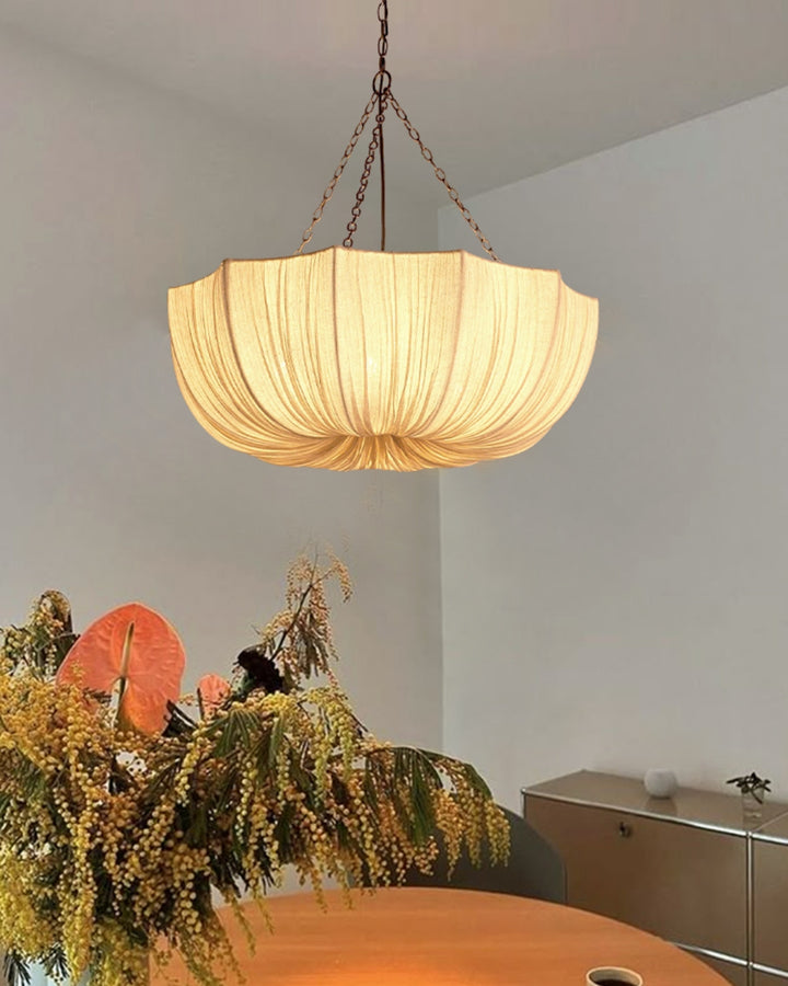LinenBloom Pleated Pendant Light