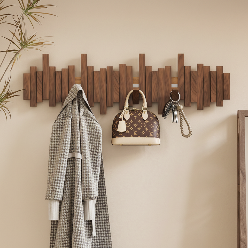 Emma Walnut Piano‑Key Wall Hook