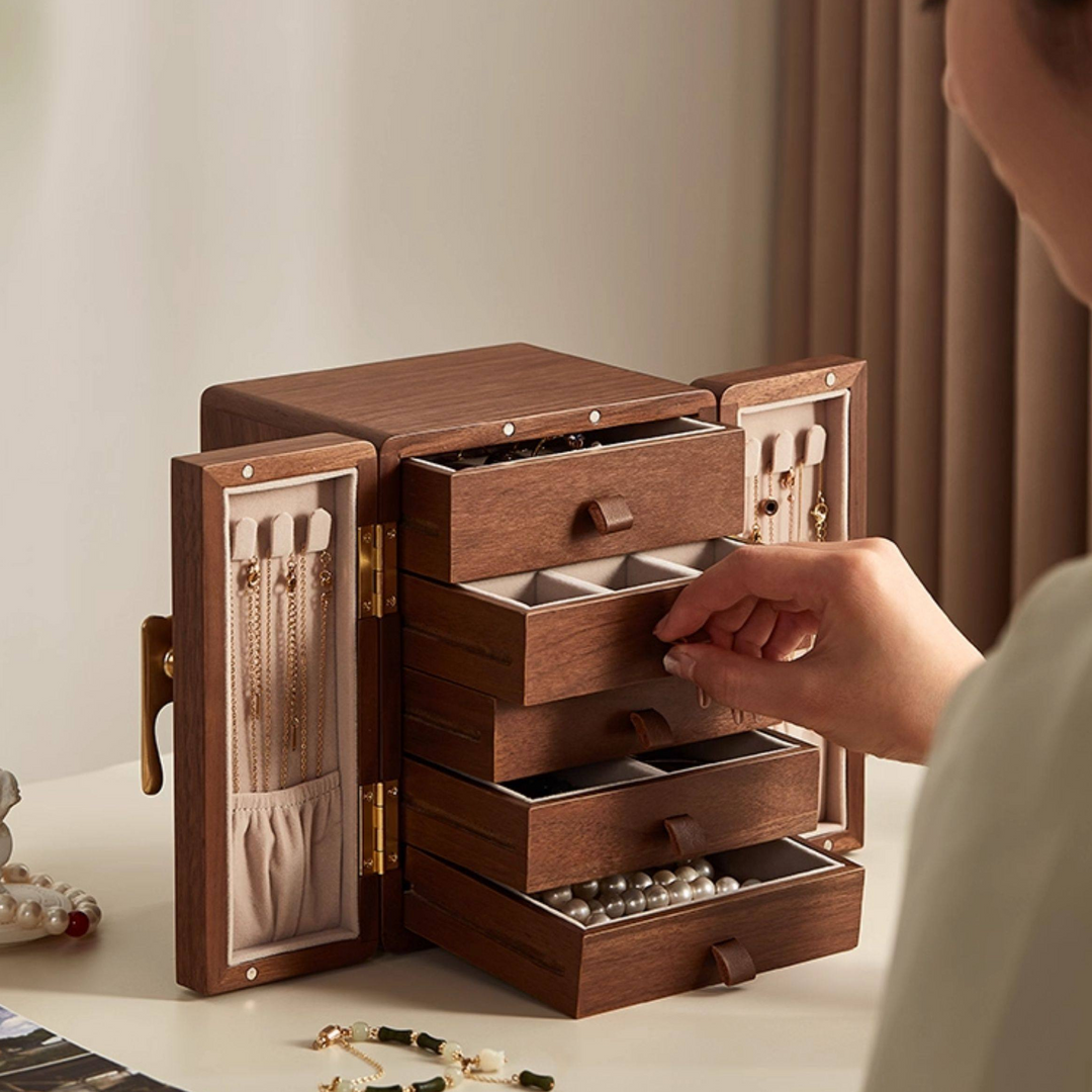 Ahman Walnut Ginkgo Jewelry Box - Cozymatic