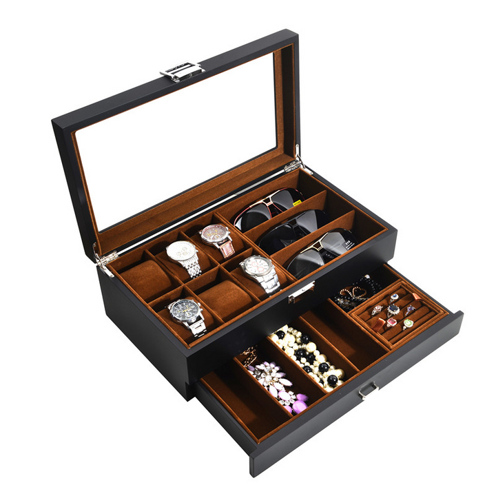 Deluxe Multi‑Compartment Jewelry & Watch Case