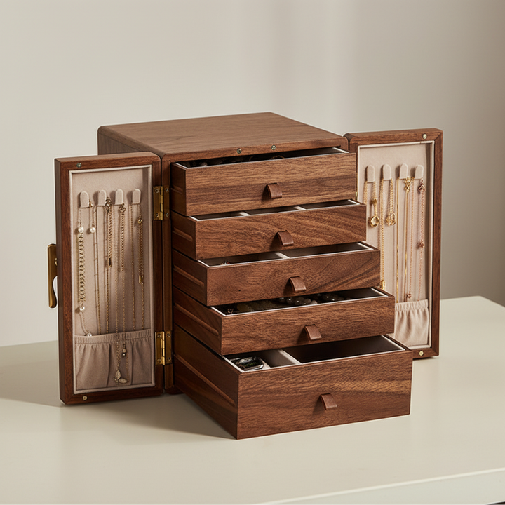 Ahman Walnut Ginkgo Jewelry Box - Cozymatic