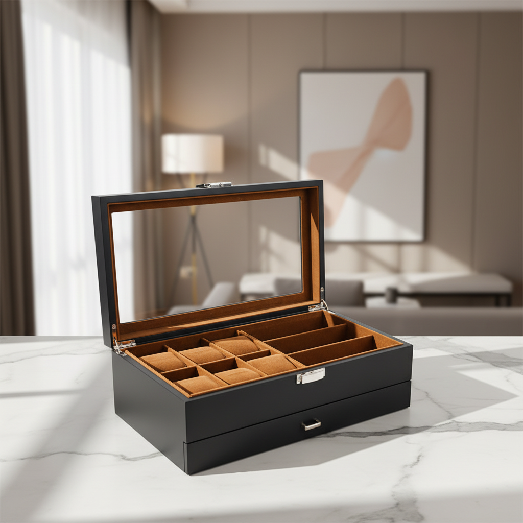 Deluxe Multi‑Compartment Jewelry & Watch Case