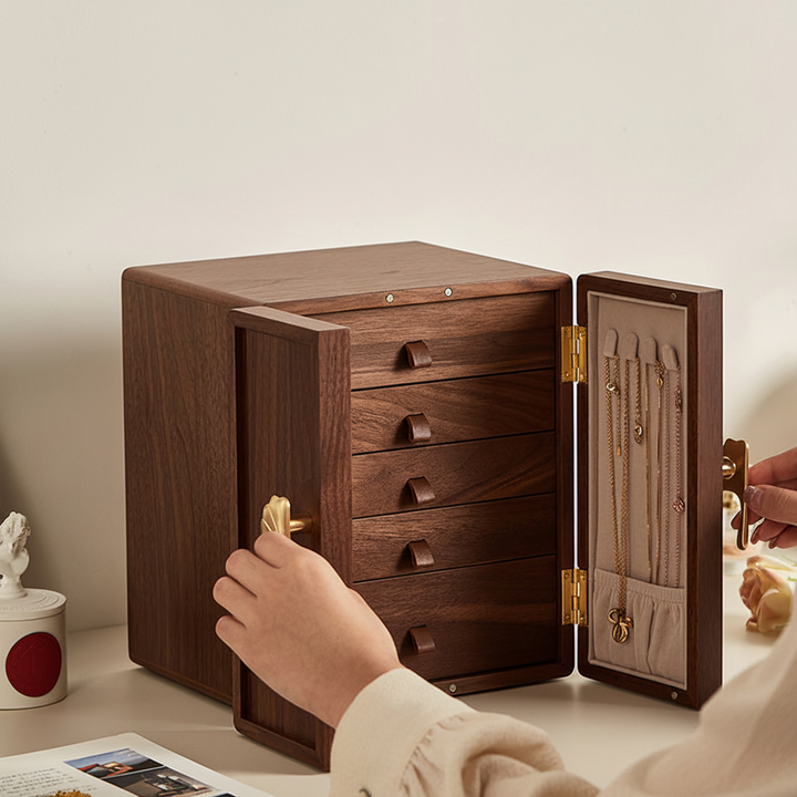 Ahman Walnut Ginkgo Jewelry Box - Cozymatic