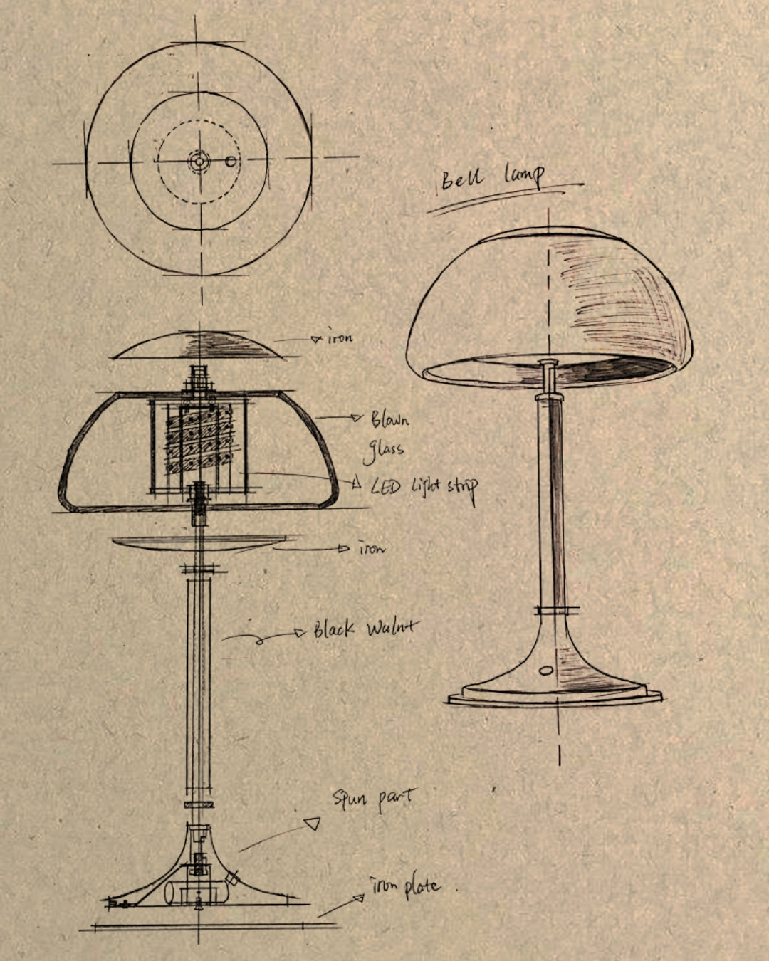 Olivia Amber Bell Table Lamp