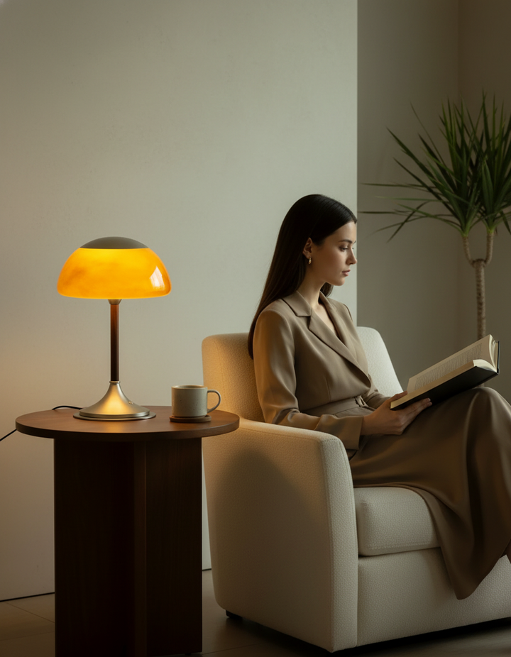 Olivia Amber Bell Table Lamp