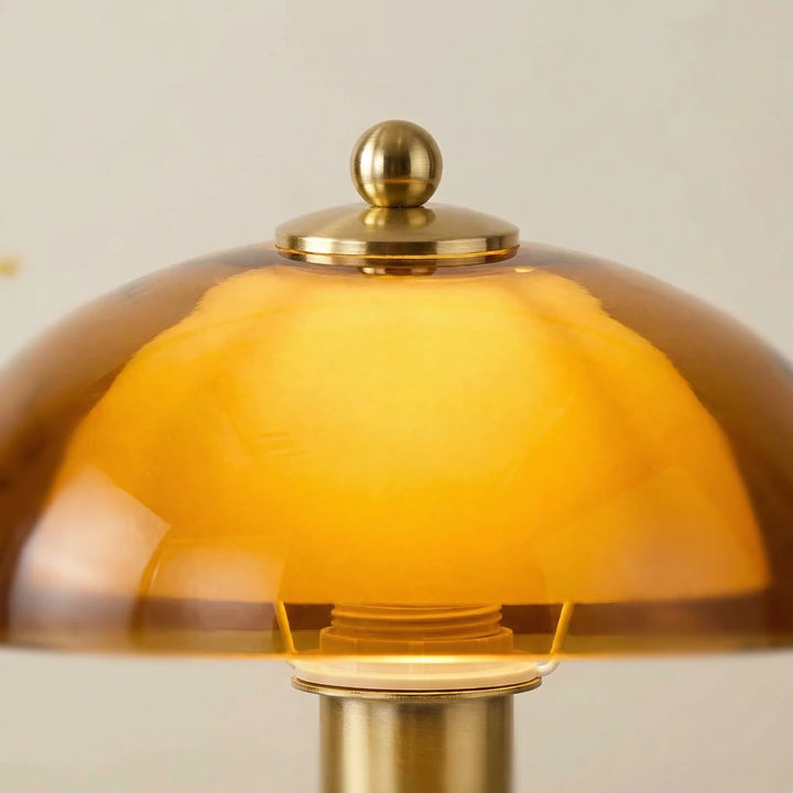 Kaia Solid Walnut and Amber Glass Table Lamp