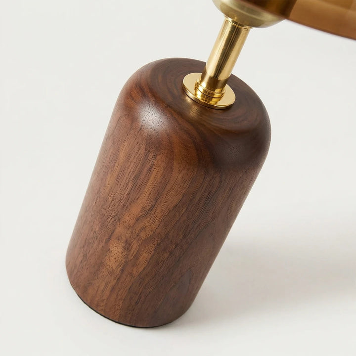 Kaia Solid Walnut and Amber Glass Table Lamp