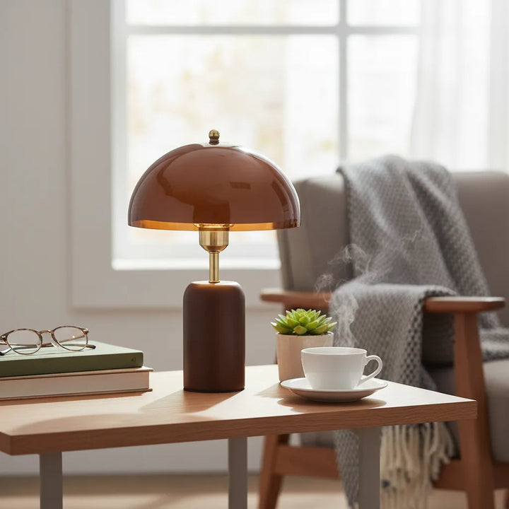 Nitorva Kaia Solid Walnut and Amber Glass Table Lamp product image