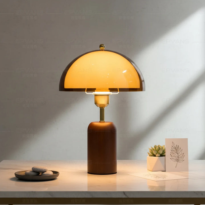 Nitorva Kaia Solid Walnut and Amber Glass Table Lamp product image