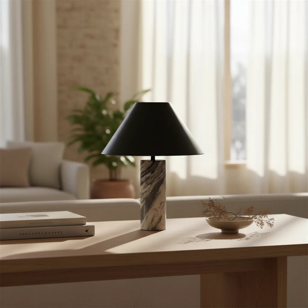 Nitorva Maren Marble Column Table Lamp product image