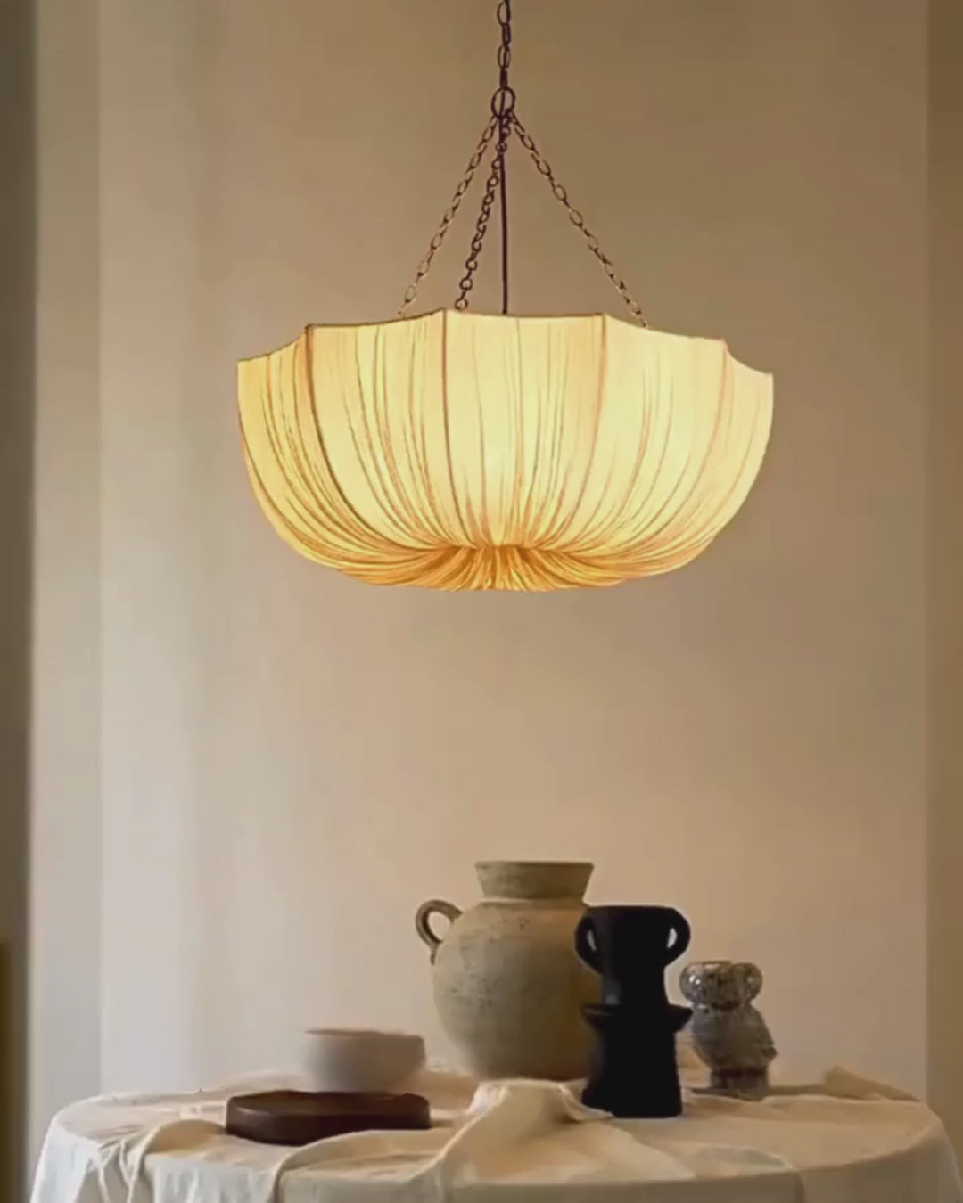 LinenBloom Pleated Pendant Light