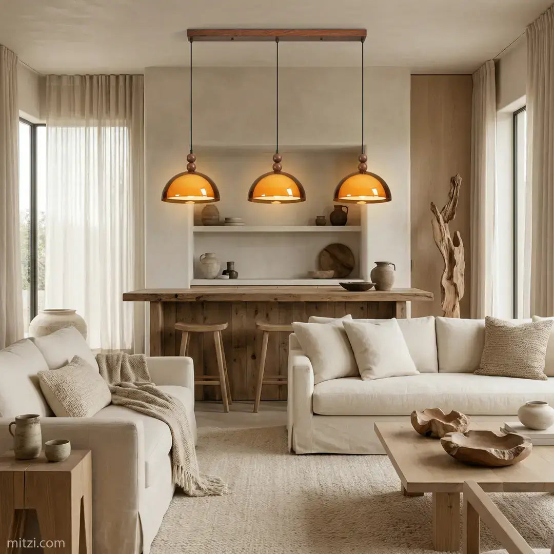 Elowen Amber Glass Pendant Light - scene_1