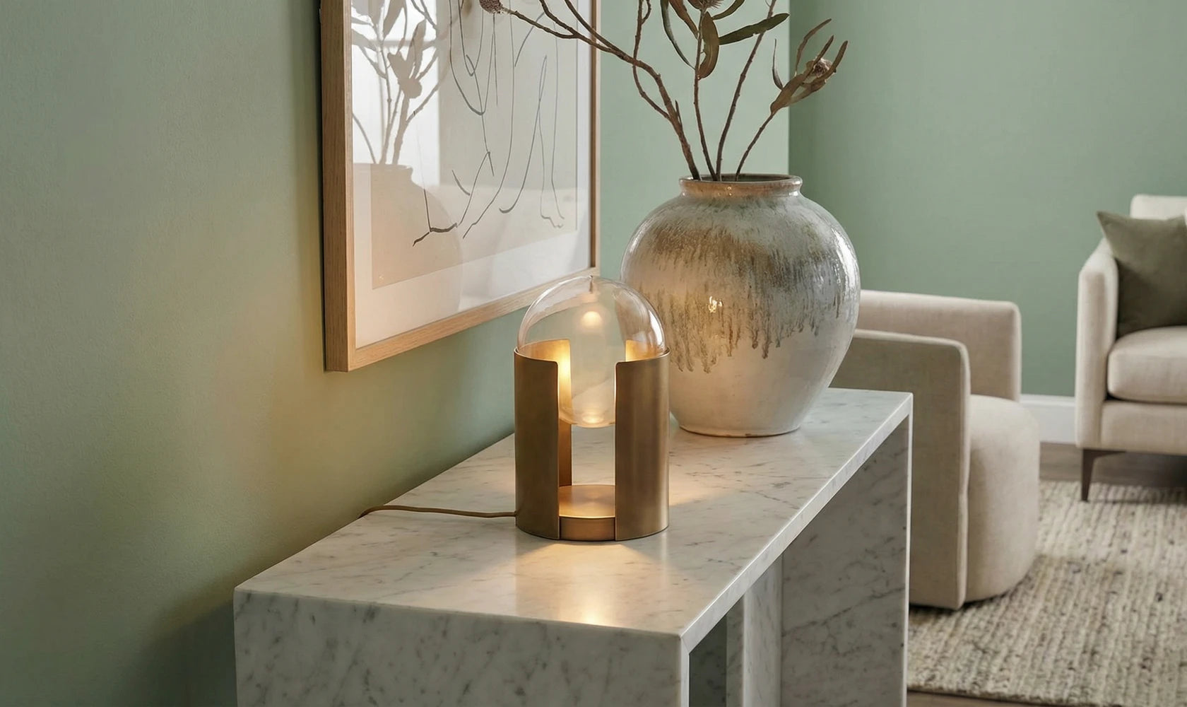 Maren Amber Glass Table Lamp SP2